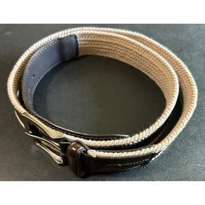 Columbia Woven Rope Leather Belt Mens 40" Tan Brown Casual Preppy Military Style